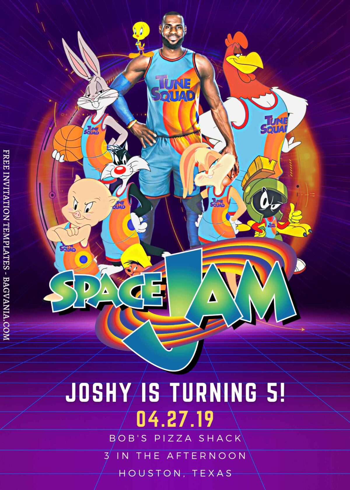 7+ Space Jam The Game Canva Birthday Invitation Templates with Tunesquad