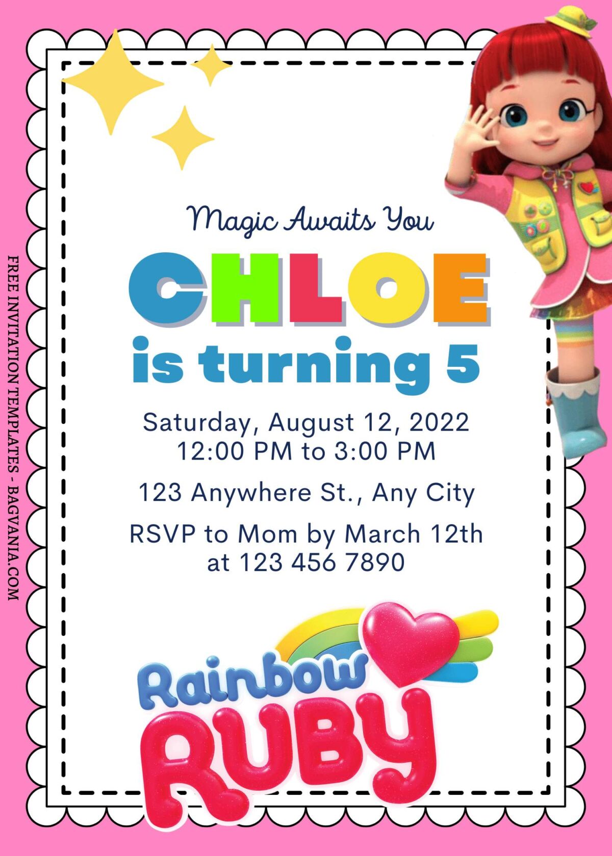 7+ Magic Spell Rainbow Ruby Canva Birthday Invitation Templates  with colorful text