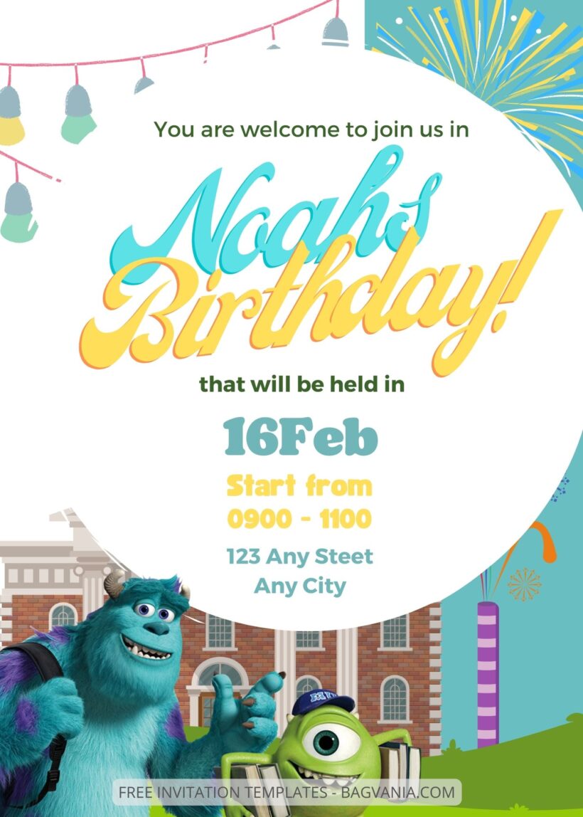 8+ Monster University Birthday Invitation Templates One
