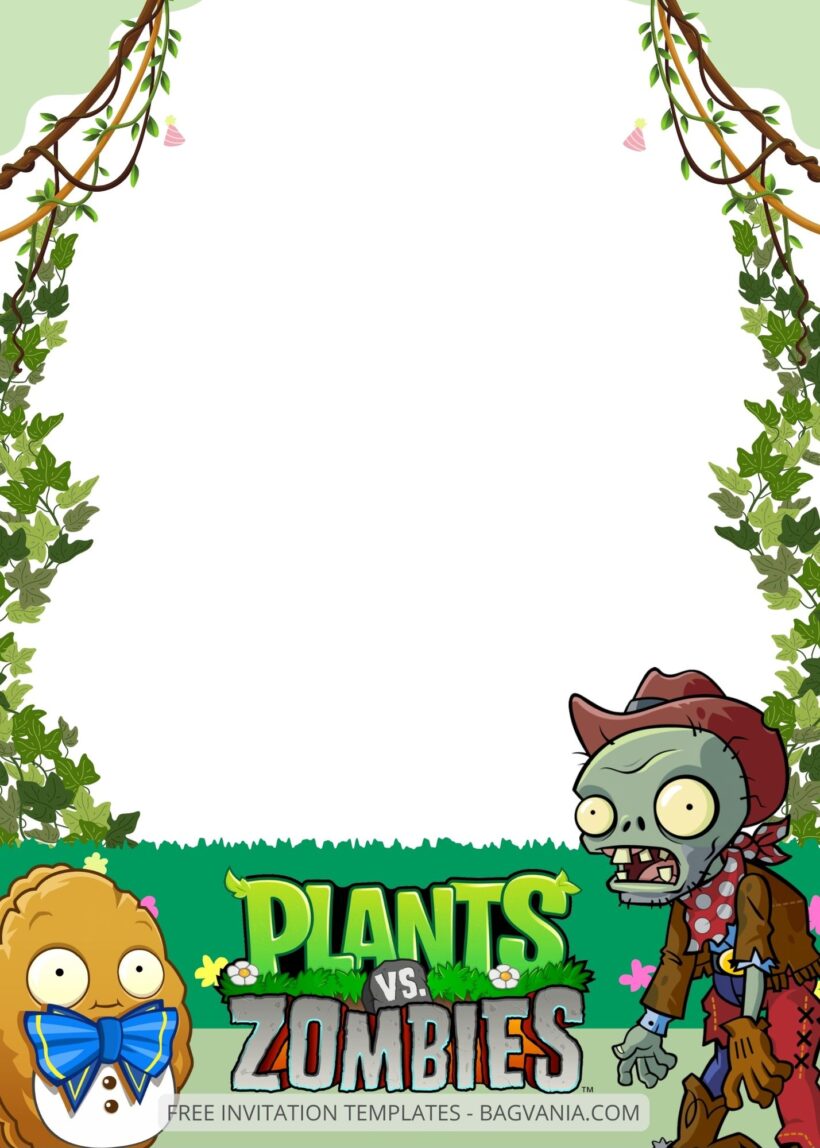 Blank Plants Vs Zombies Canva Birthday Invitation Templates Eight