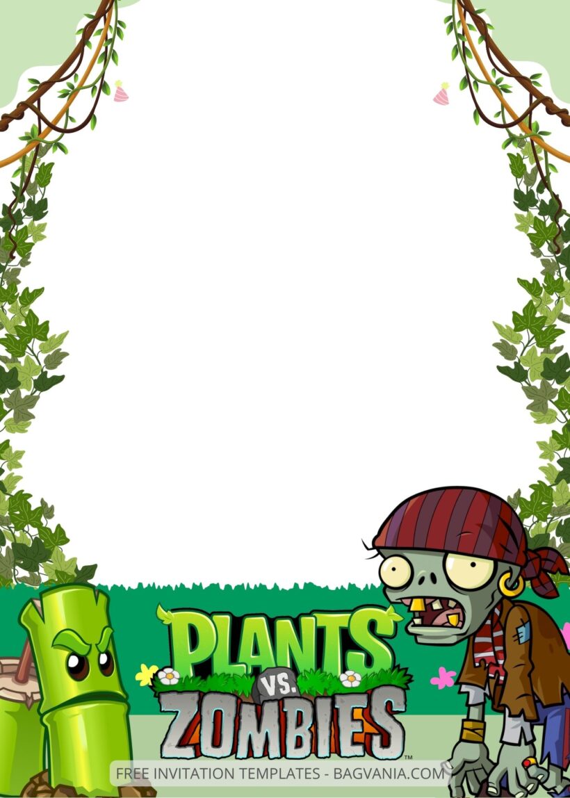Blank Plants Vs Zombies Canva Birthday Invitation Templates Four