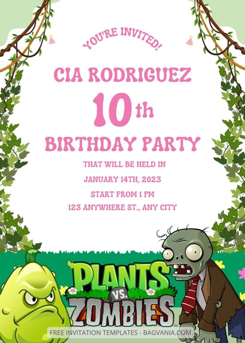 8+ Plants Vs Zombies Canva Birthday Invitation Templates One