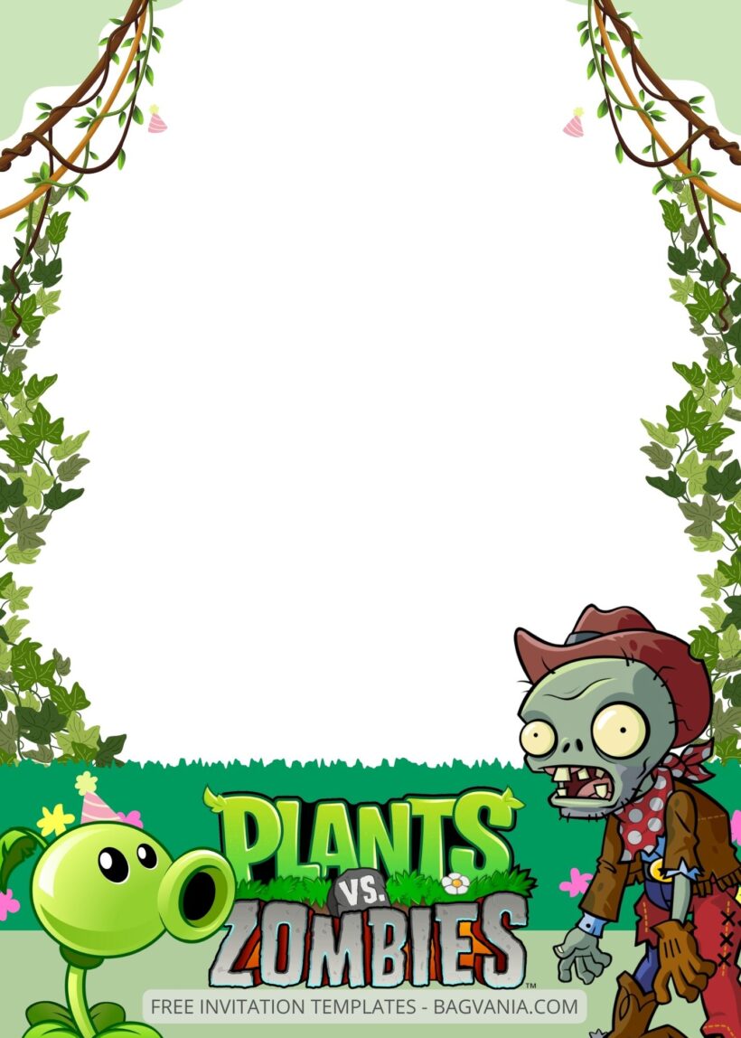 Blank Plants Vs Zombies Canva Birthday Invitation Templates Six