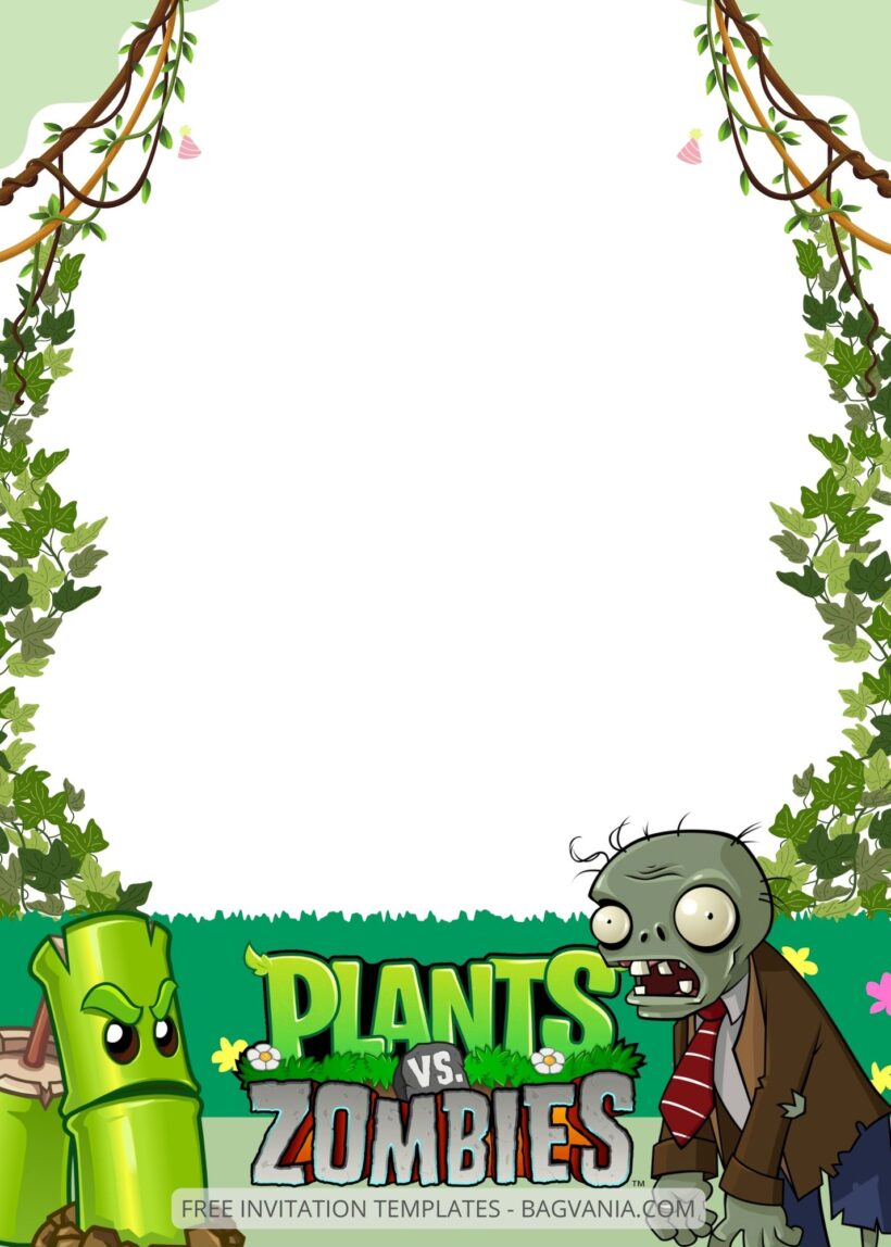 Blank Plants Vs Zombies Canva Birthday Invitation Templates Three
