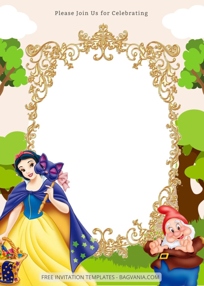 Blank Snow White Canva Birthday Invitation Templates Eight