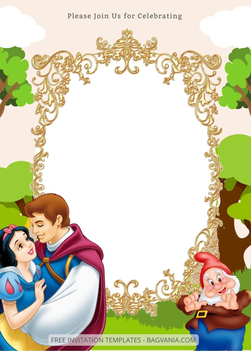 Blank Snow White Canva Birthday Invitation Templates Five