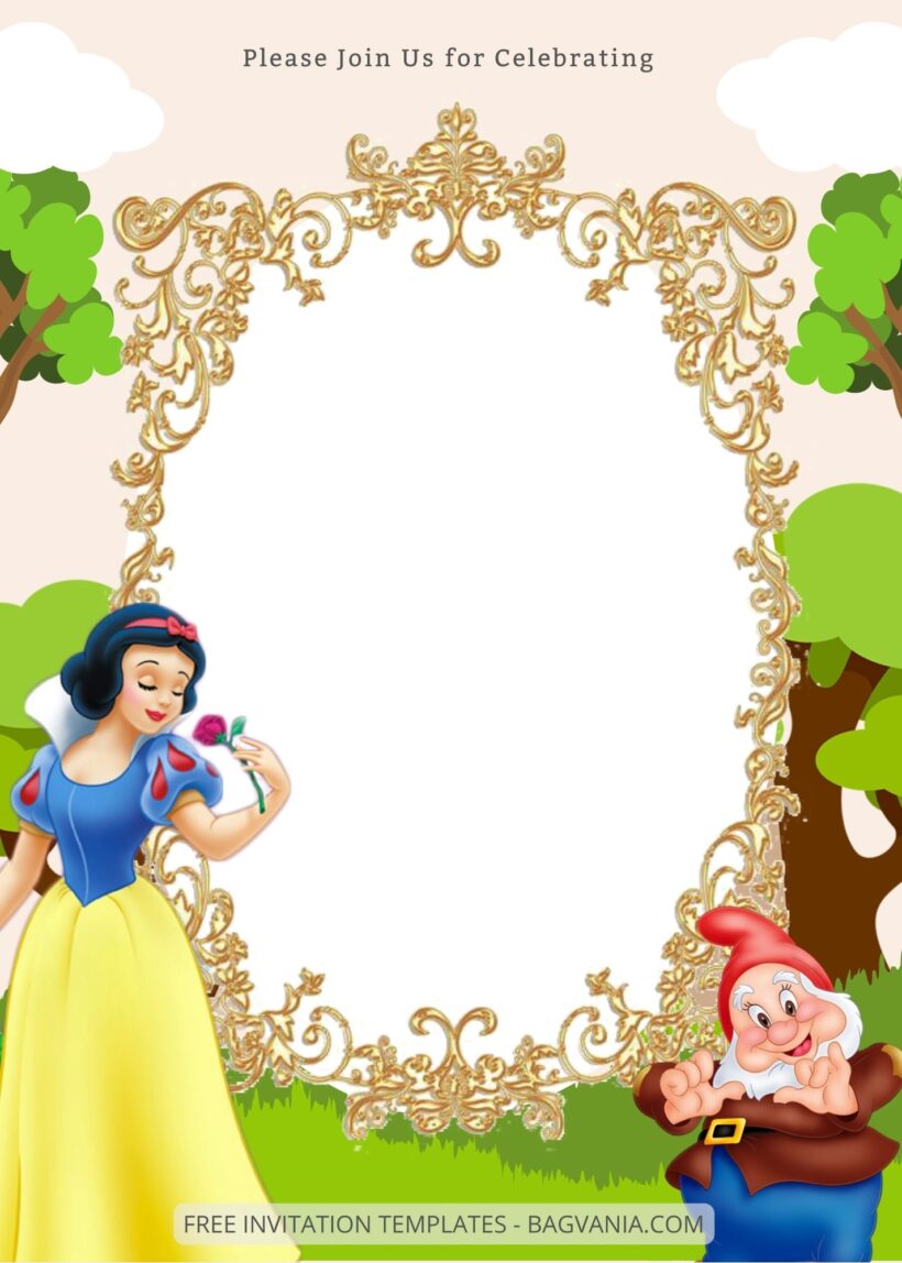 Blank Snow White Canva Birthday Invitation Templates Four