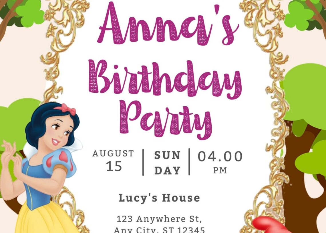 Free Printable Snow White Birthday Invitations Free Printable Birthday Invitation Templates 8726