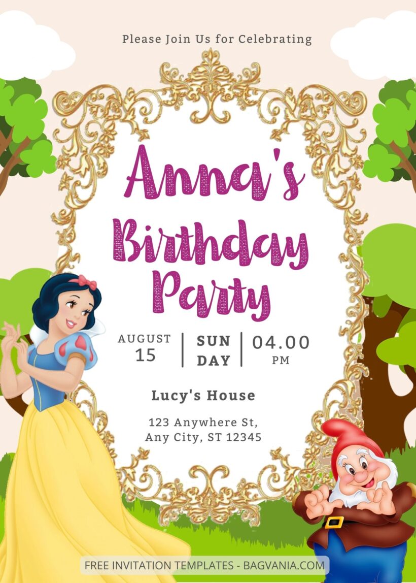 8+ Snow White Canva Birthday Invitation Templates One