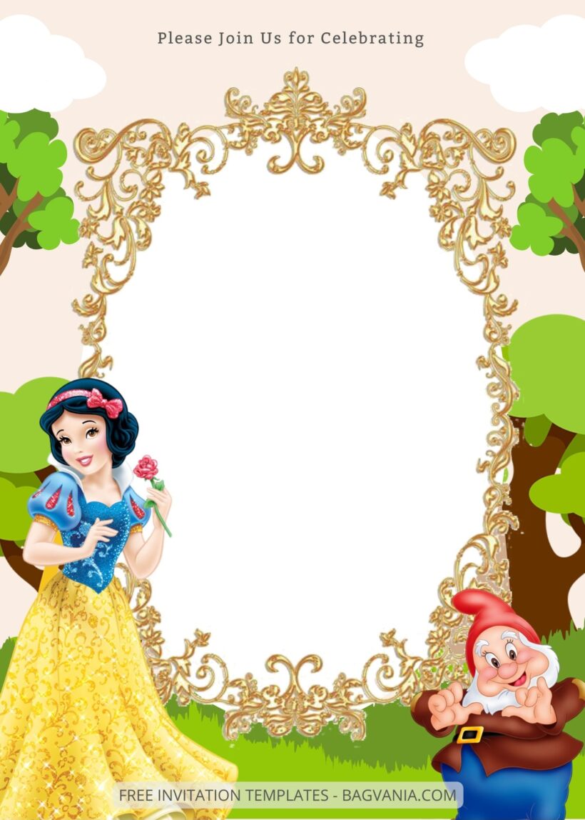 Blank Snow White Canva Birthday Invitation Templates Seven