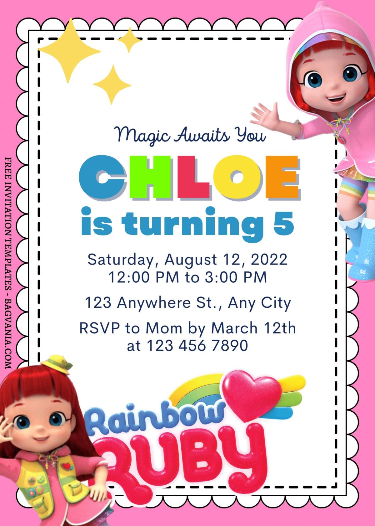 7+ Magic Spell Rainbow Ruby Canva Birthday Invitation Templates  with cute cloud shape text box