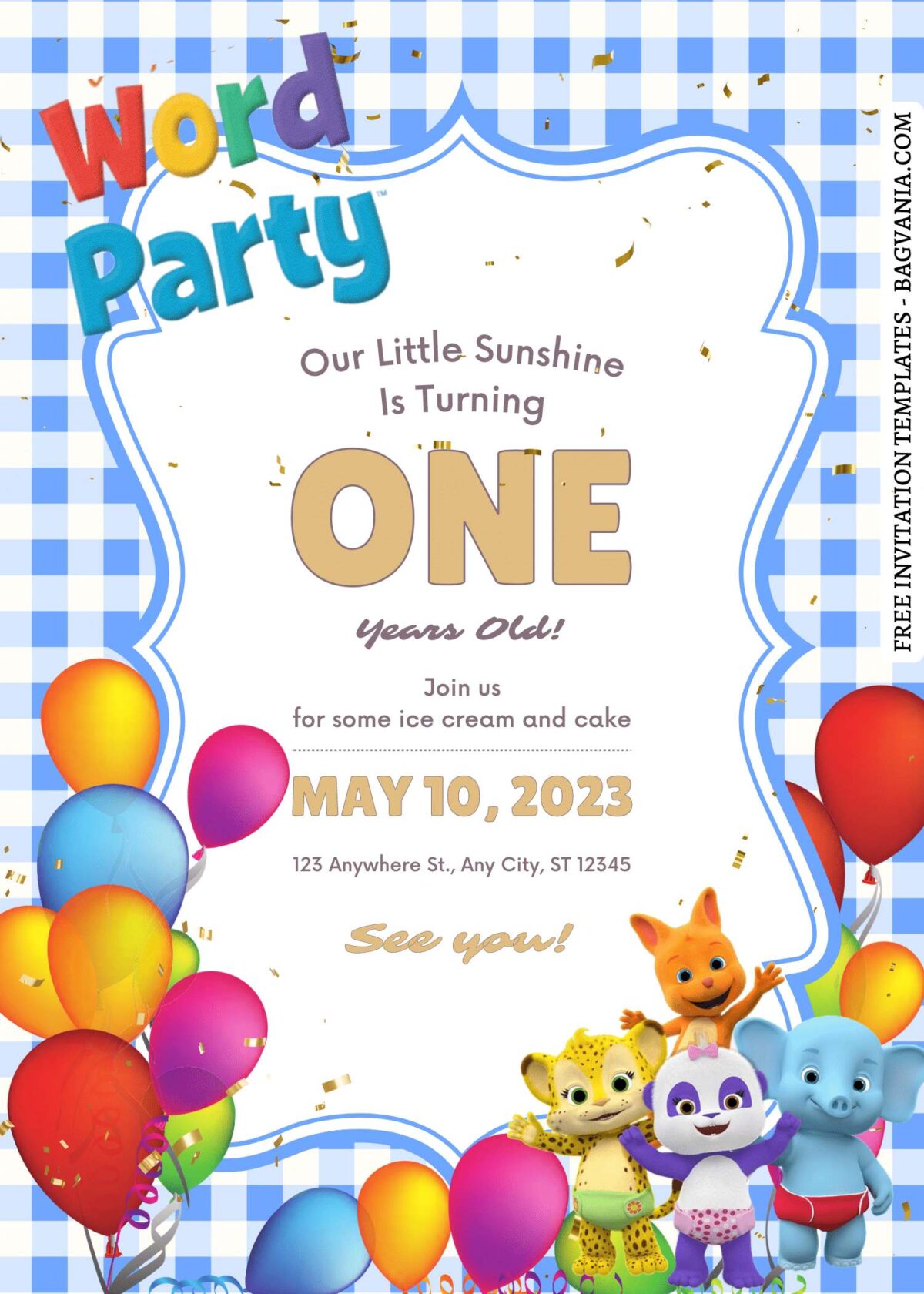 FREE EDITABLE - 11+ Festive Word Party Canva Birthday Invitation Templates with colorful balloons