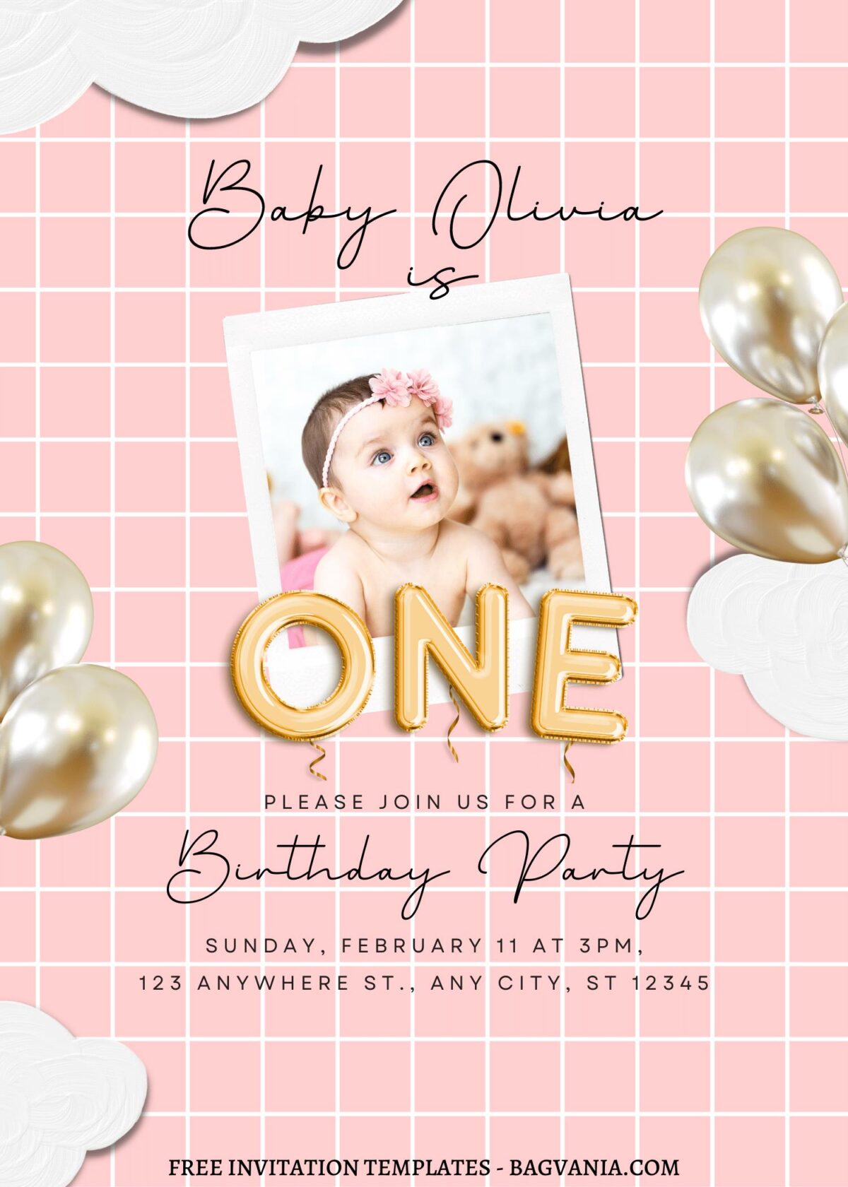 9+ Stunning Balloon And Cloud Canva Birthday Invitation Templates  with rose gold balloons