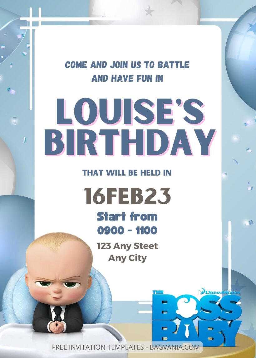 9+ Boss Baby Canva Birthday Invitation Templates One