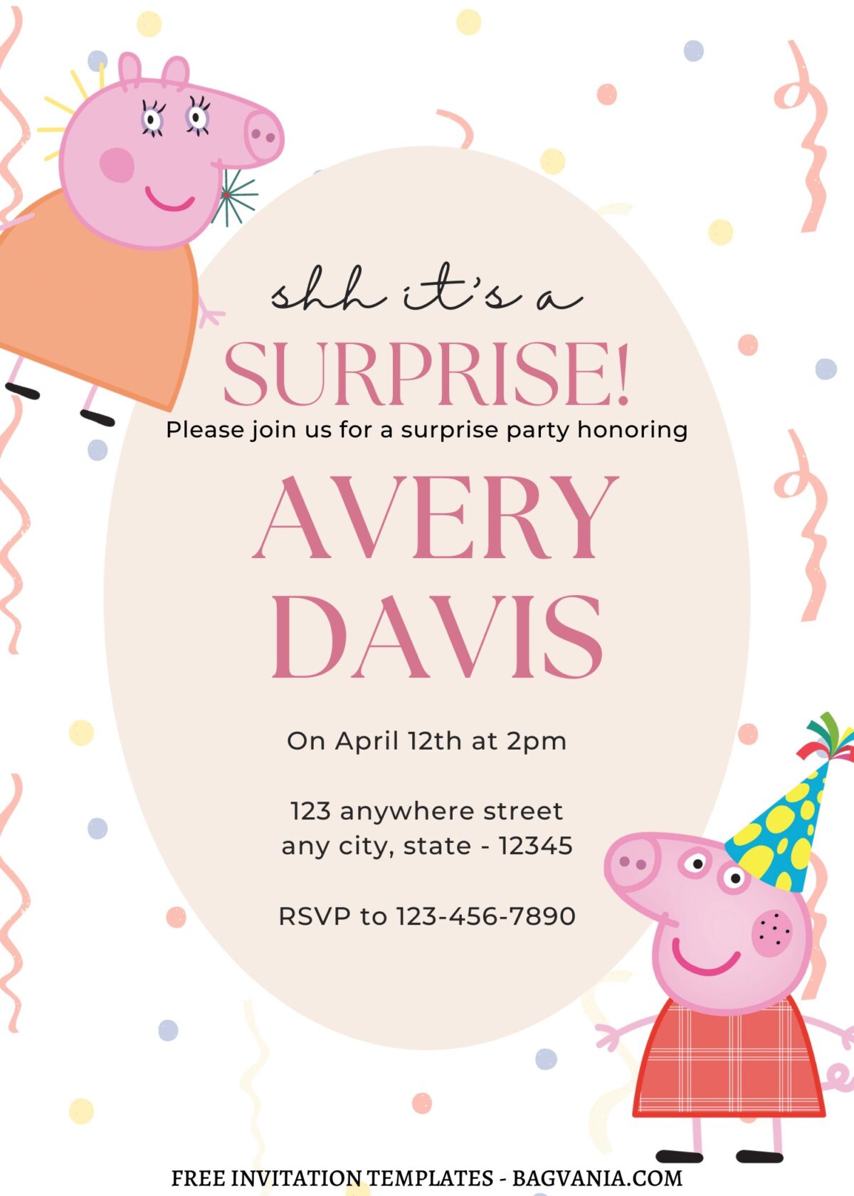 8+ Cheerful Peppa Pig Surprise Canva Birthday Invitation Templates with fairy peppa