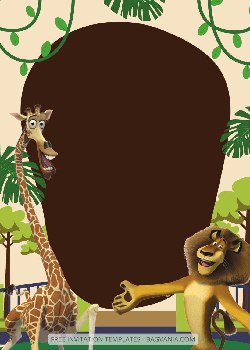 Blank Madagascar Canva Birthday Invitation Templates Nine