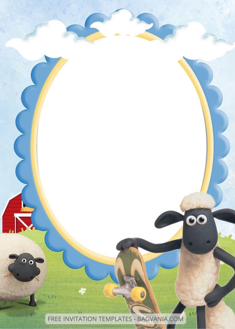 Blank Shaun The Sheep Canva Birthday Invitation Templates Four