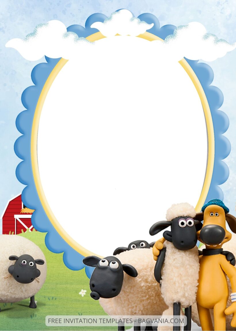 Blank Shaun The Sheep Canva Birthday Invitation Templates Nine