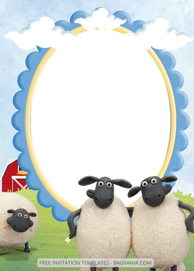 Blank Shaun The Sheep Canva Birthday Invitation Templates Six