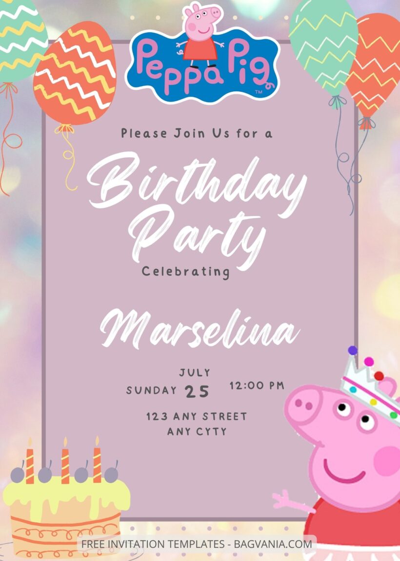 FREE EDITABLE - 7+ Peppa Pig Canva Birthday Invitation Templates One