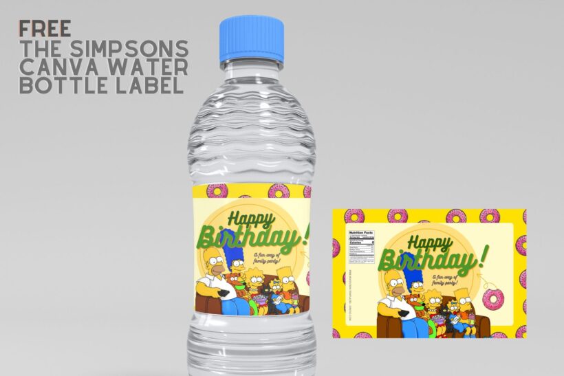  7+ The Simpsons Canva Birthday Water Bottle Labels Templates