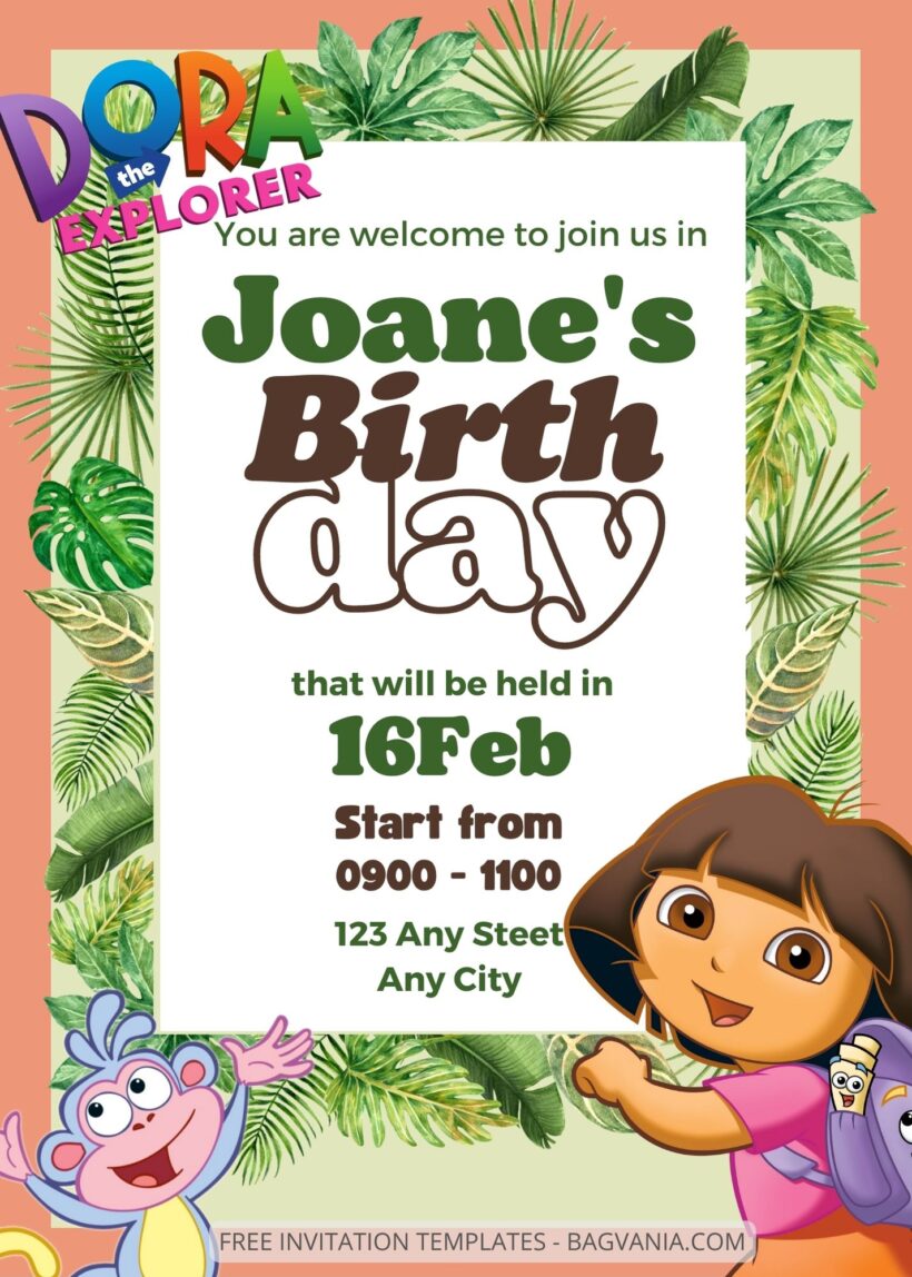 FREE EDITABLE - 8+ Dora The Explorer Canva Birthday Invitation Templates One