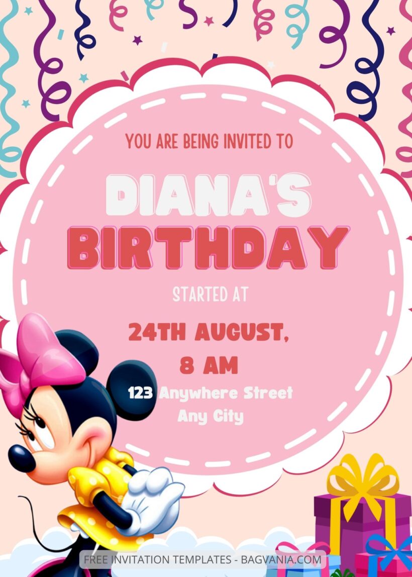 FREE EDITABLE - 8+ Minnie Mouse Canva Birthday Invitation Templates One