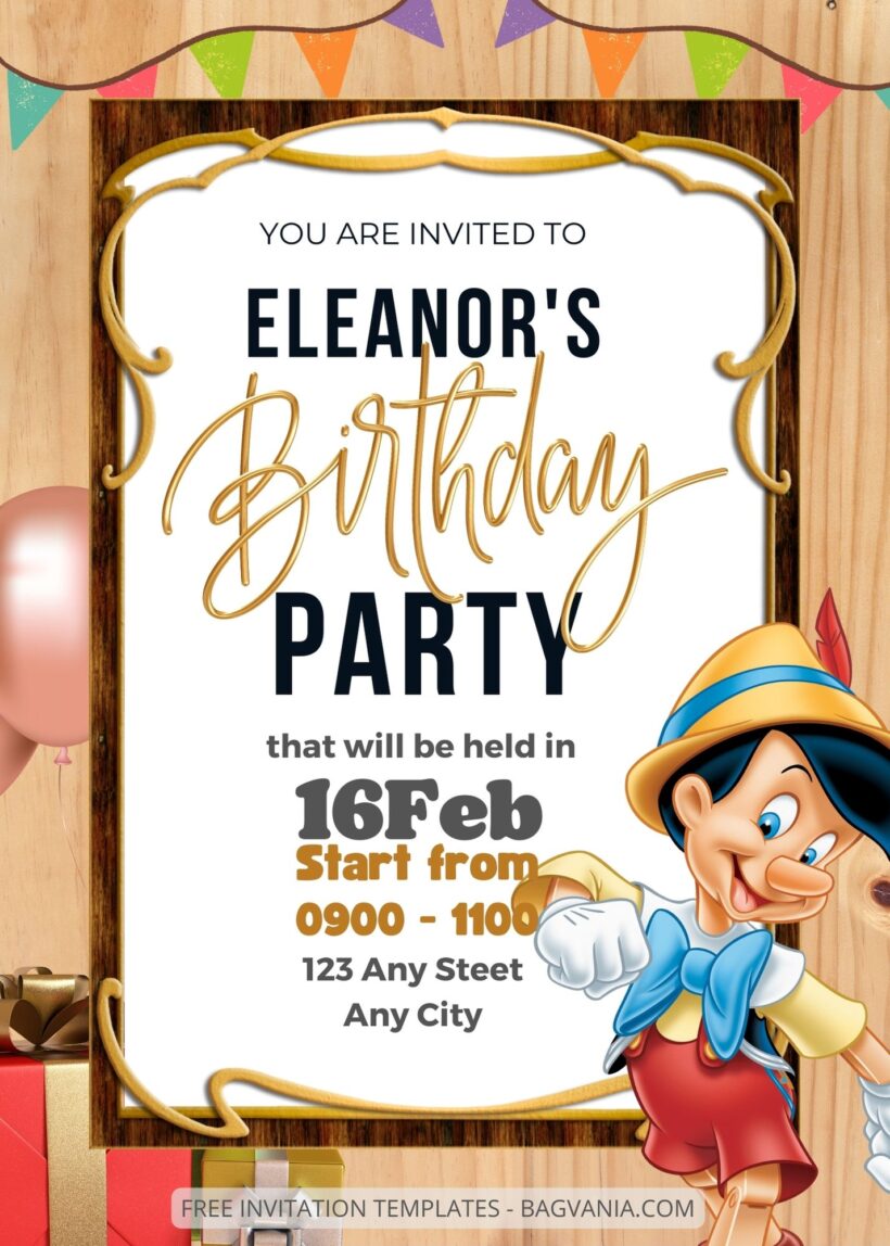FREE EDITABLE - 8+ Pinocchio Canva Birthday Invitation Templates One