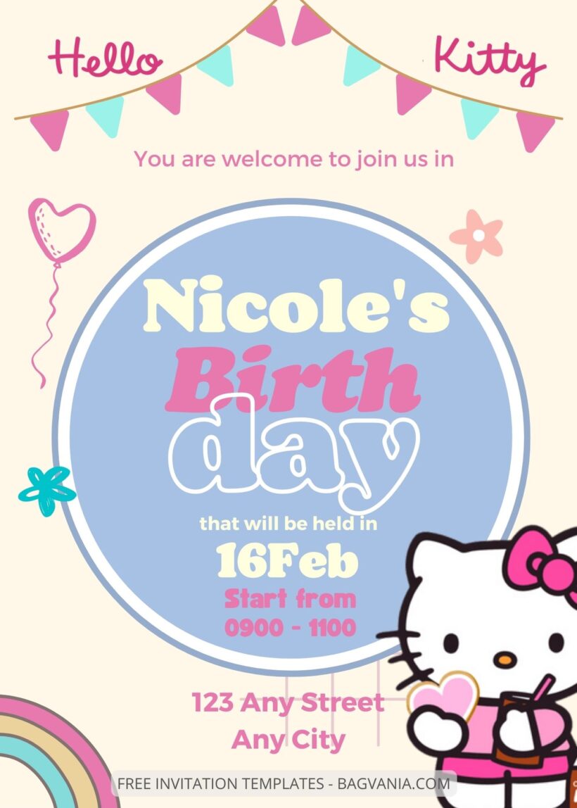 FREE EDITABLE - 9+ Hello Kitty Canva Birthday Invitation Templates One