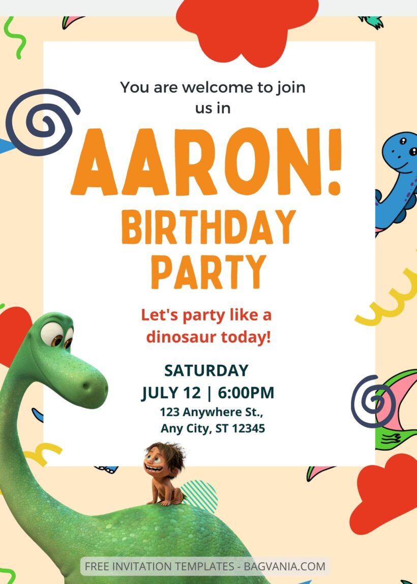 FREE EDITABLE - 9+ The Good Dinosaur Canva Birthday Invitation Templates One