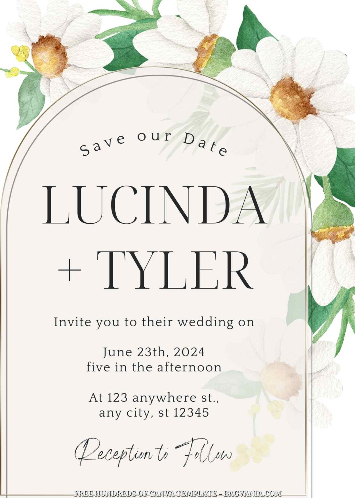 Free Editable White Yellow Flower Wedding Invitation