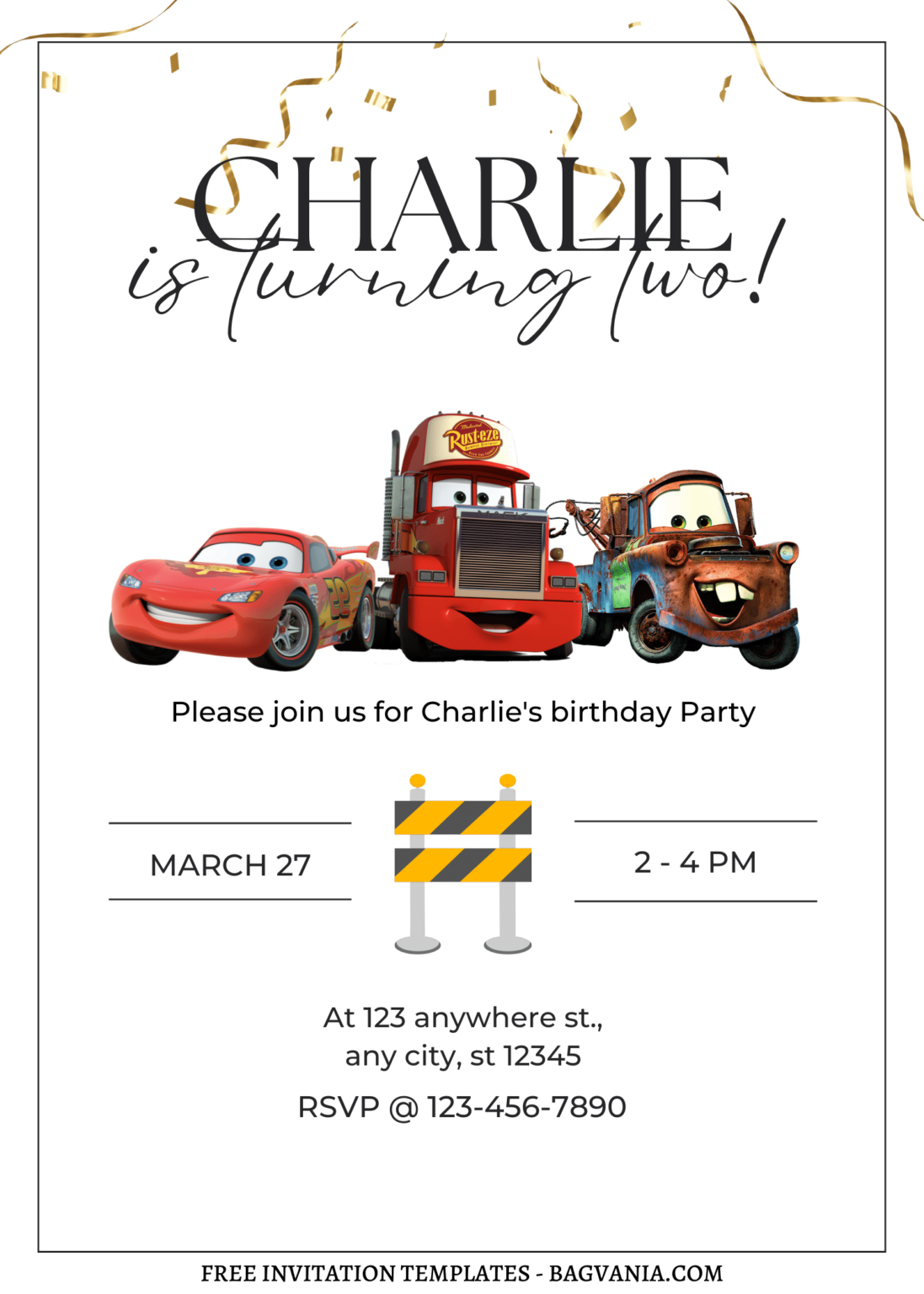 8+ Glorious Disney Pixar Cars Canva Birthday Invitation Templates ...