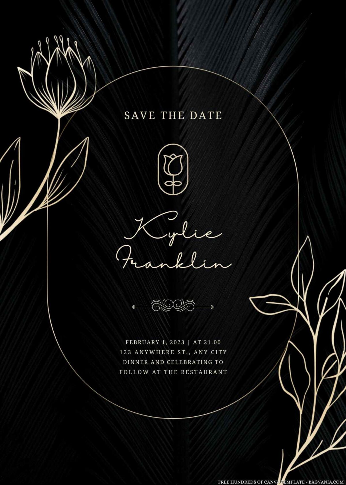 Free Editable Roses Gold Floral Wedding Invitation