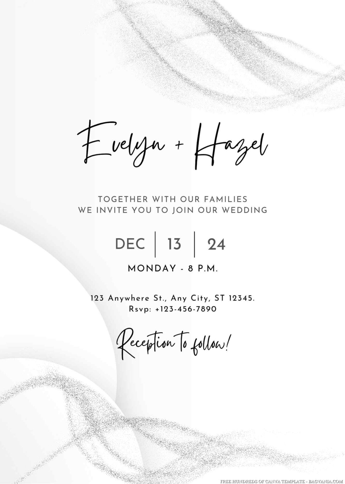 Free Editable White Black Elegant Wedding Invitation