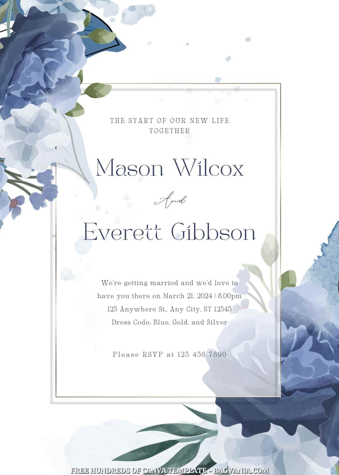 18+ Blue Floral Bouquet Canva Wedding Invitation Templates 