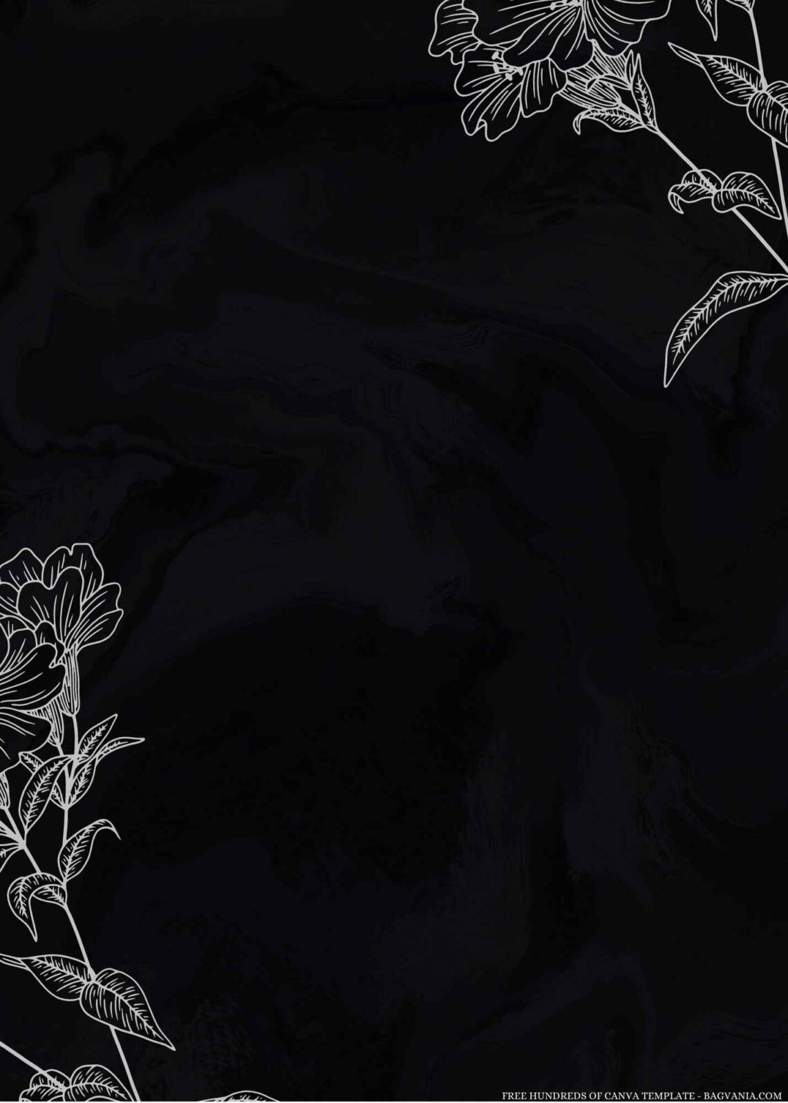 14+ Hand Drawn Floral Black Marble Canva Wedding Invitation Templates ...