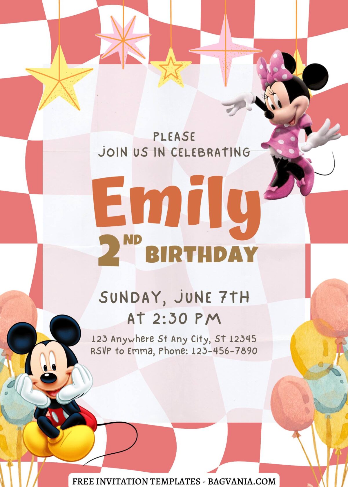10+ Bright & Cheery Mickey Mouse Clubhouse Canva Birthday Invitation with colorful balloons