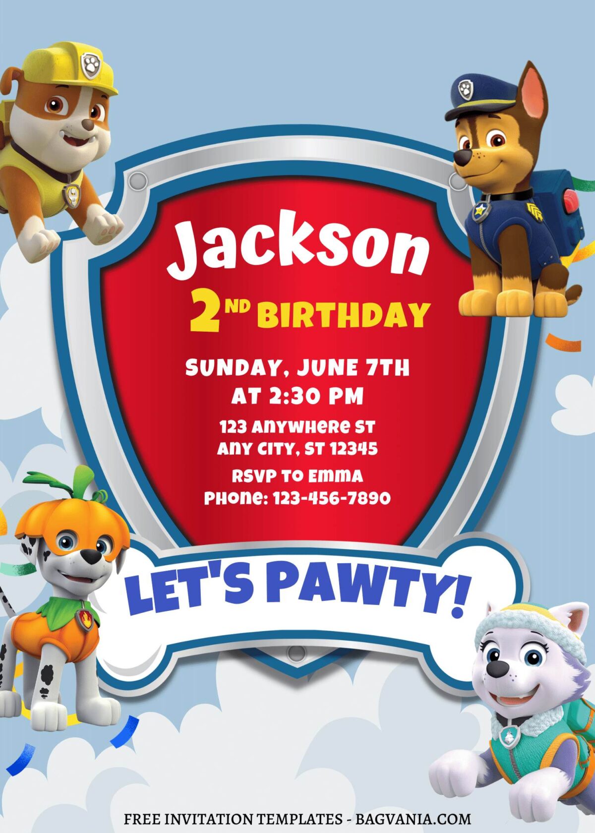 8+ Incredible PAW Patrol Themed Canva Birthday Invitation Templates with Boulder and Everest