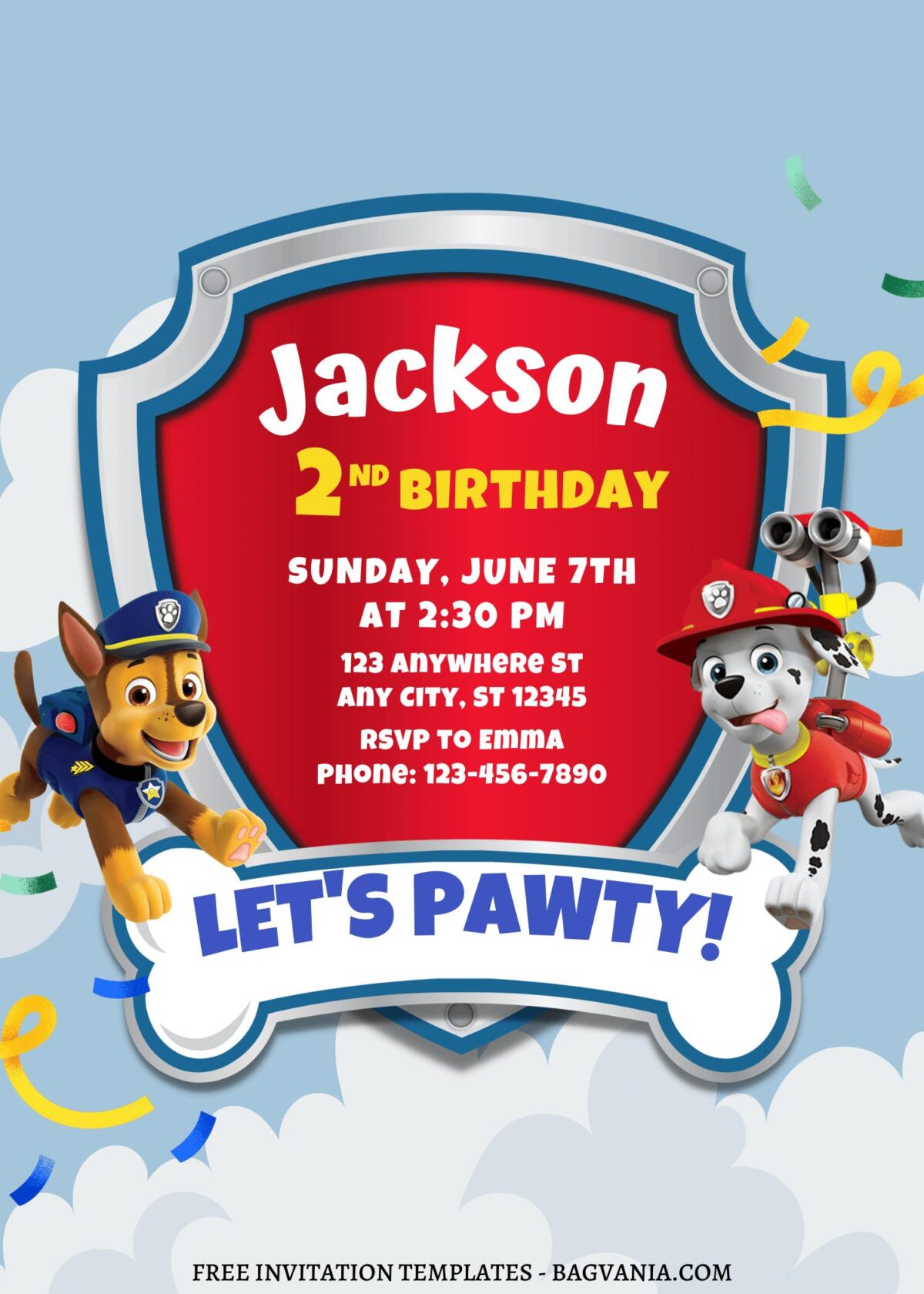8+ Incredible PAW Patrol Themed Canva Birthday Invitation Templates with Marshal and Chase