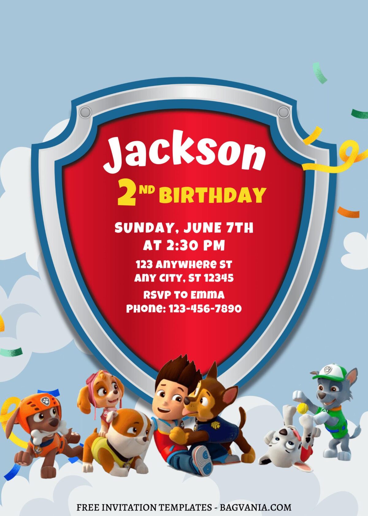 8+ Incredible PAW Patrol Themed Canva Birthday Invitation Templates with PAW Patrol badge