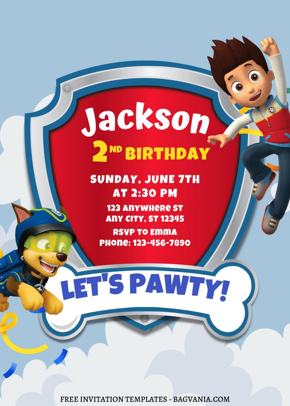 8+ Incredible PAW Patrol Themed Canva Birthday Invitation Templates with Chase