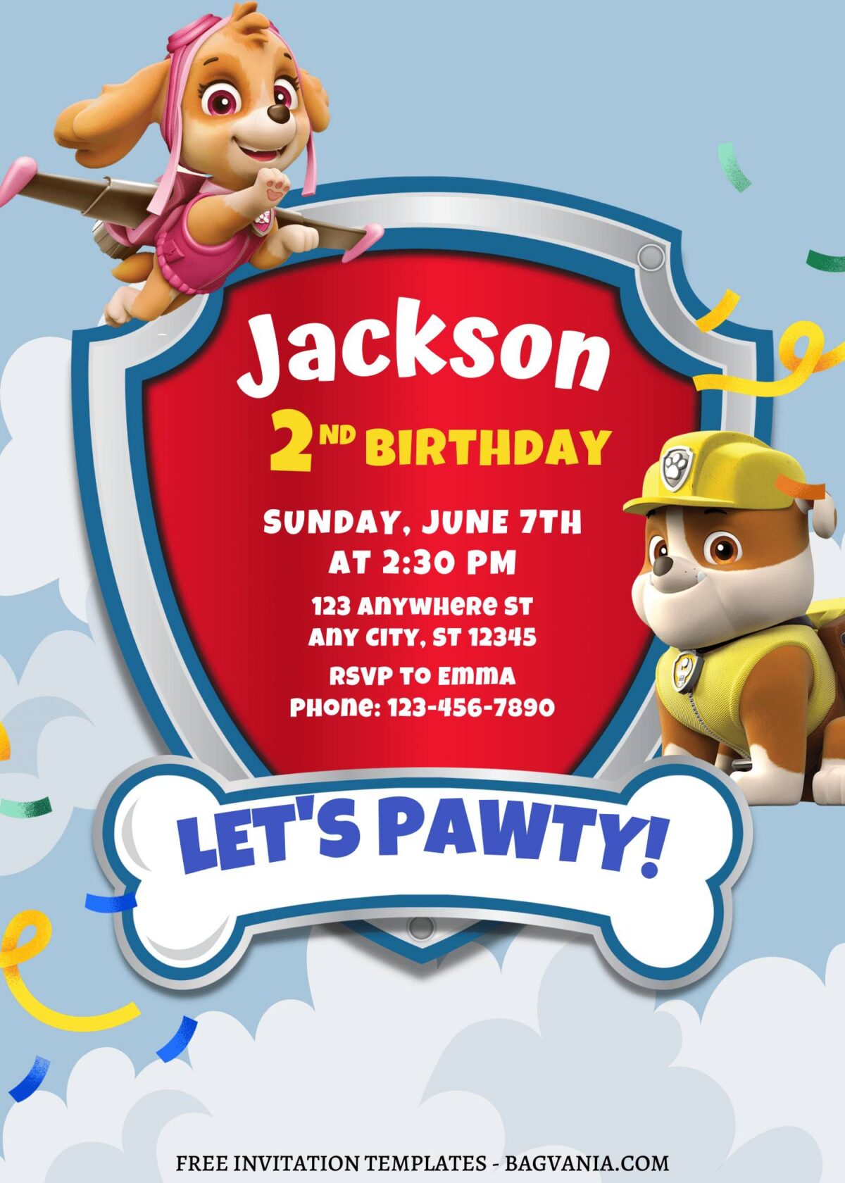 8+ Incredible PAW Patrol Themed Canva Birthday Invitation Templates with Skye
