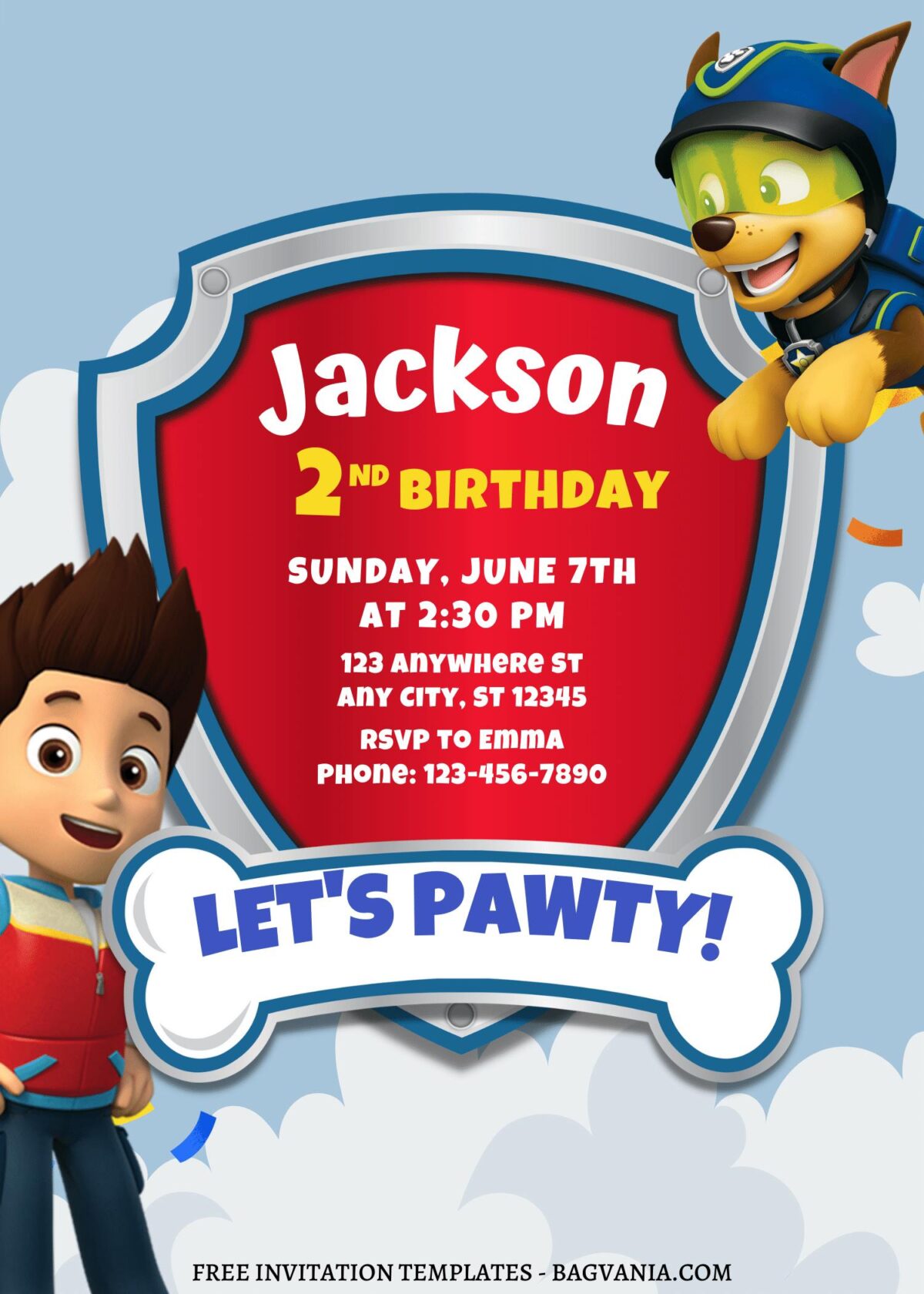 8+ Incredible PAW Patrol Themed Canva Birthday Invitation Templates with Ryder