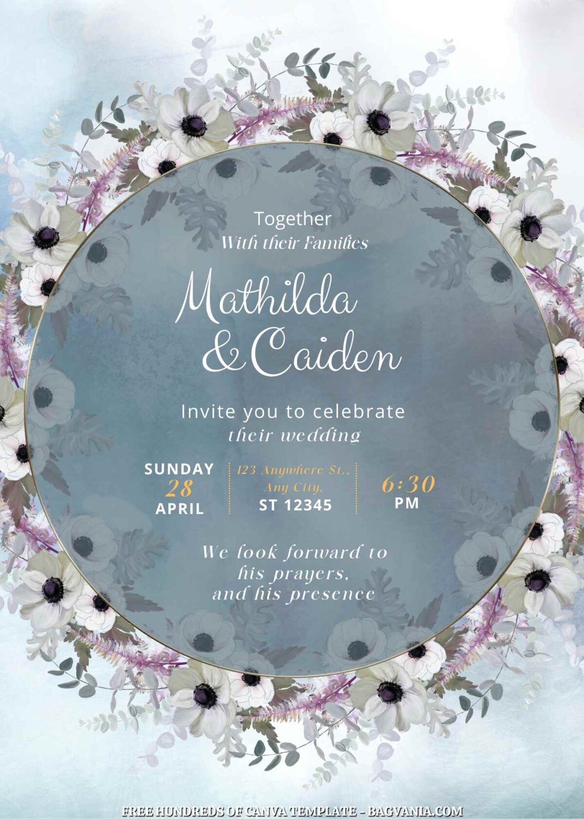 Free Editable Colorful White Bouquet Floral Wedding Invitations