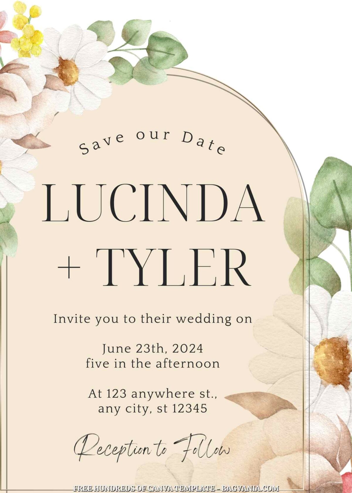 Free Editable White Yellow Flower Wedding Invitation