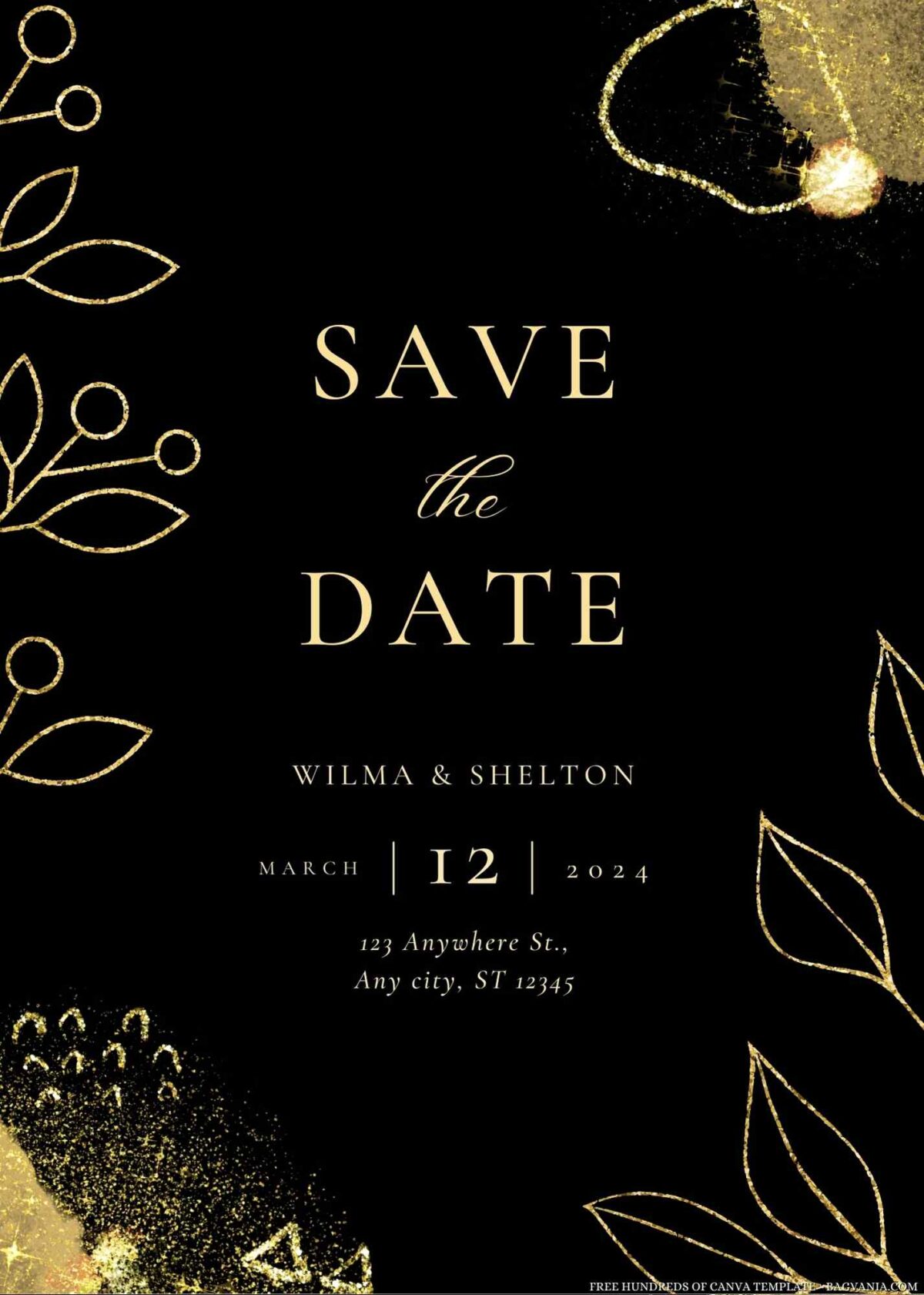 Free Editable Gold Watercolor Floral Wedding Invitation