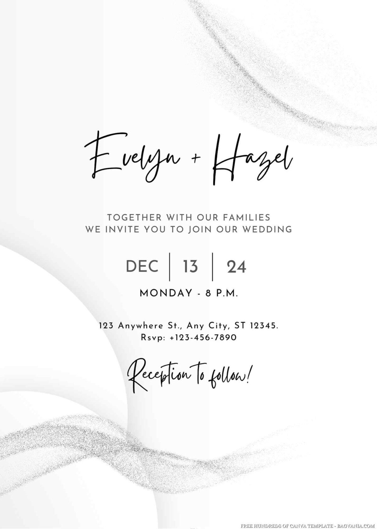 Free Editable White Black Elegant Wedding Invitation