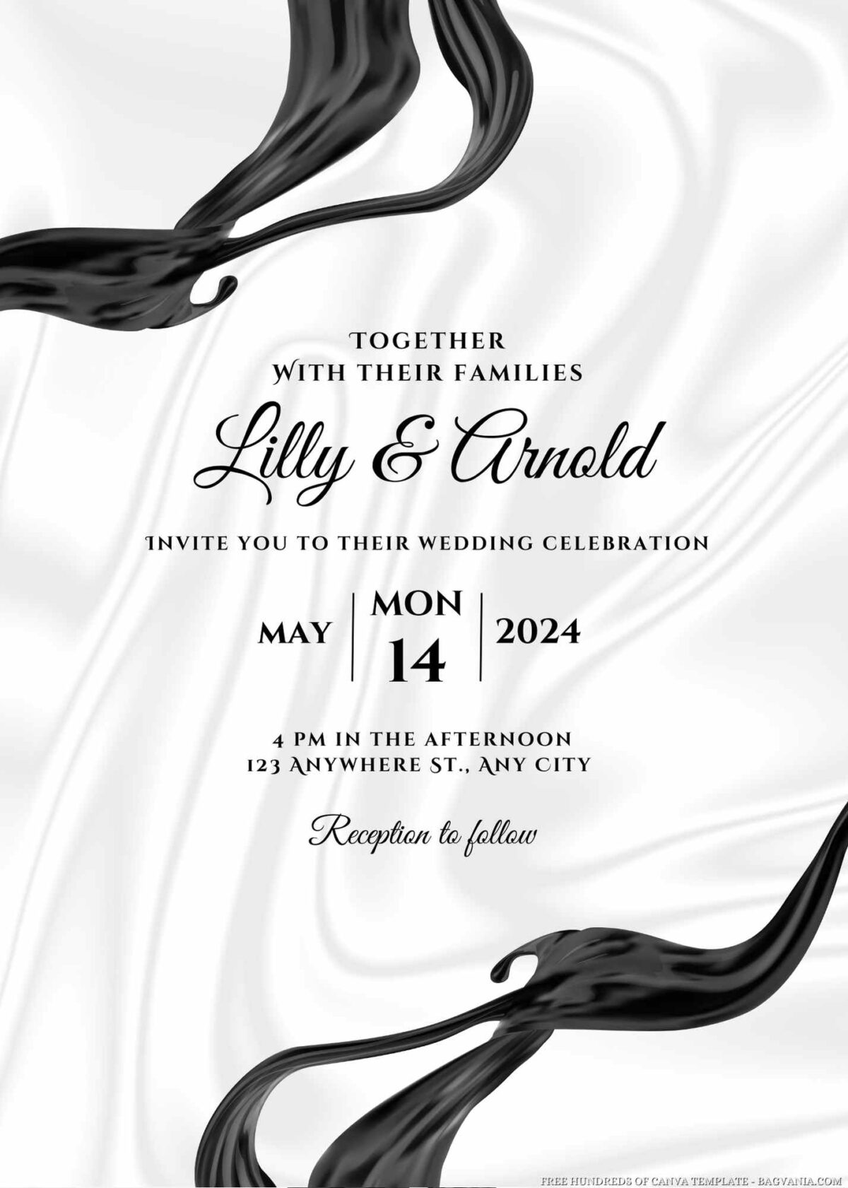 Free Editable Liquid Splashing Illustration Wedding Invitation