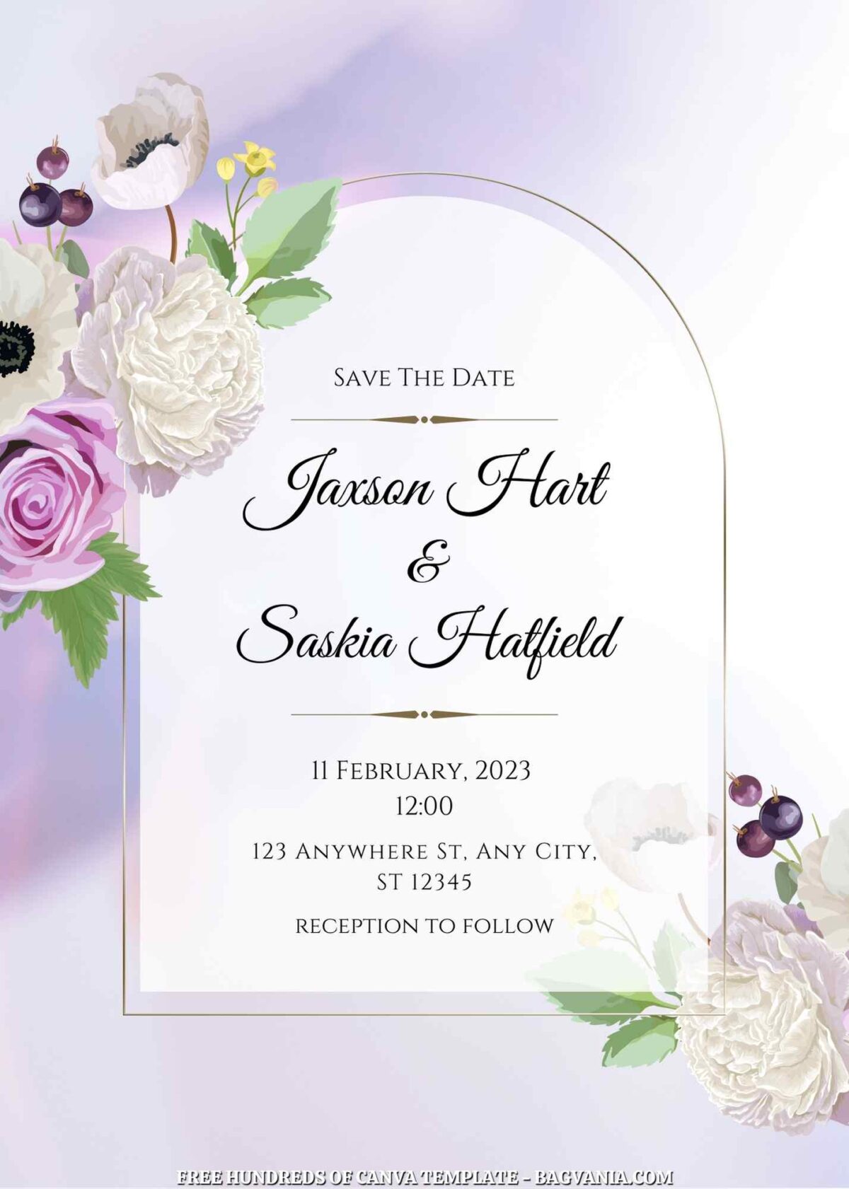 Free Editable White Anemone Floral Wedding Invitation