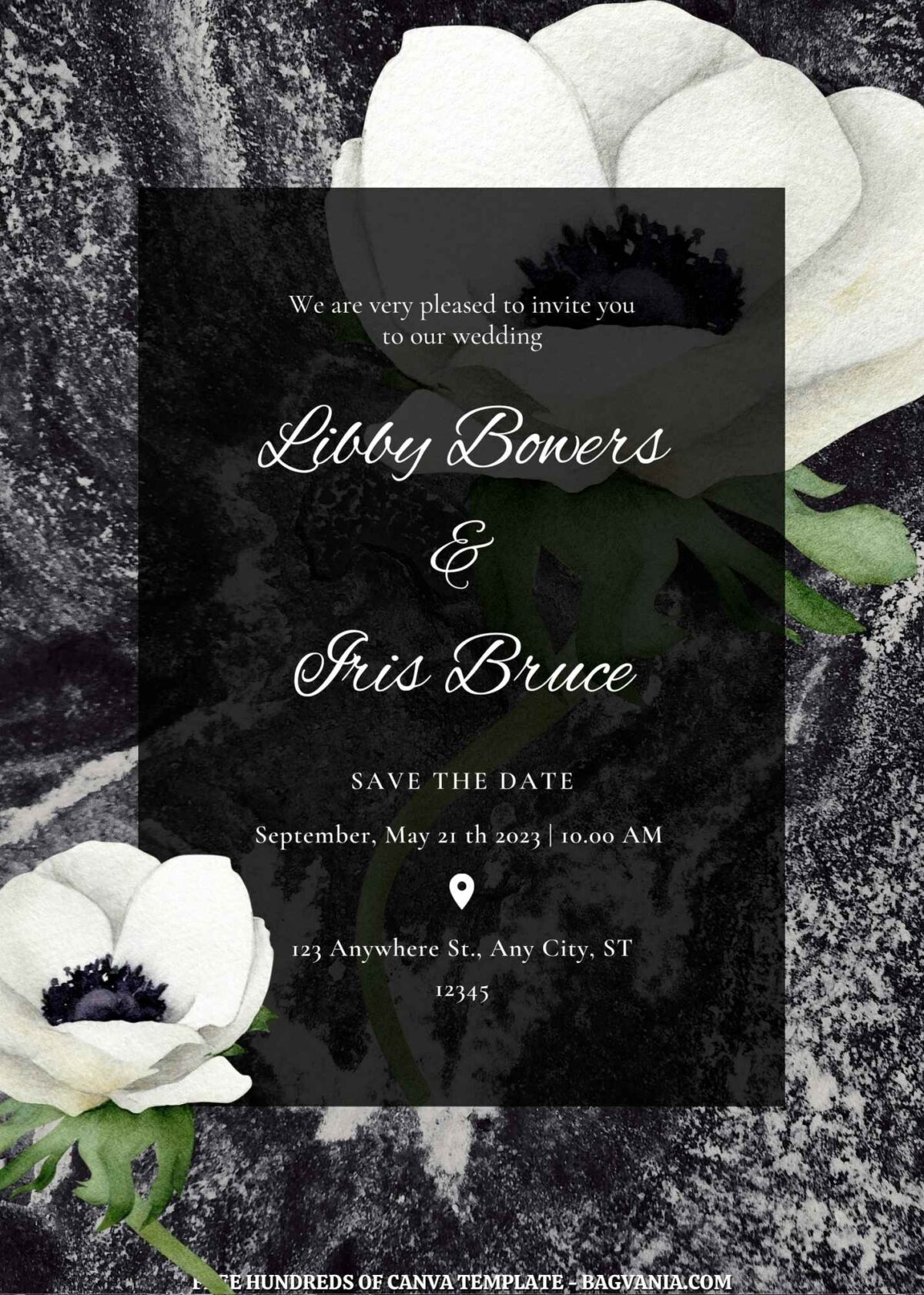 Free Editable Watercolor White Floral Wedding Invitation Templates